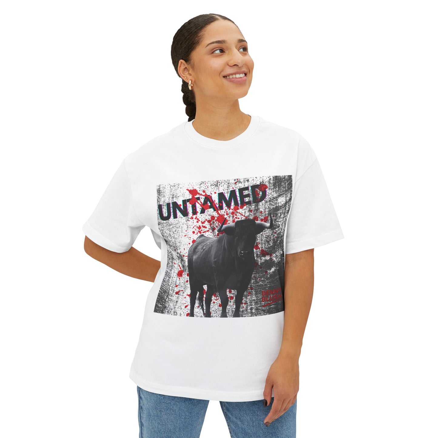 Oversized Tee - UNTAMED Limited Edition Streetwear Bull Tee by Benny Blush